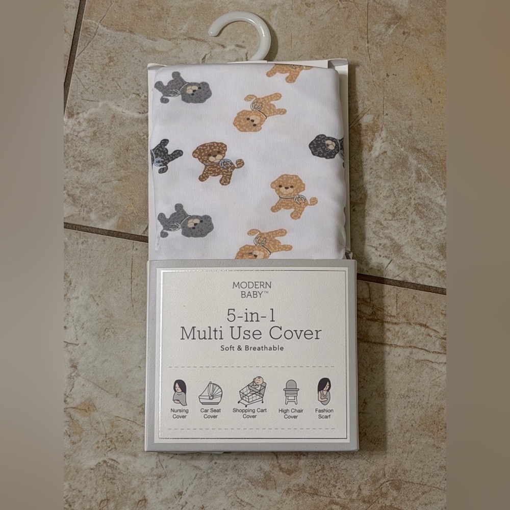 Modern Baby Multi-Use Cover - White with Brown and Gray